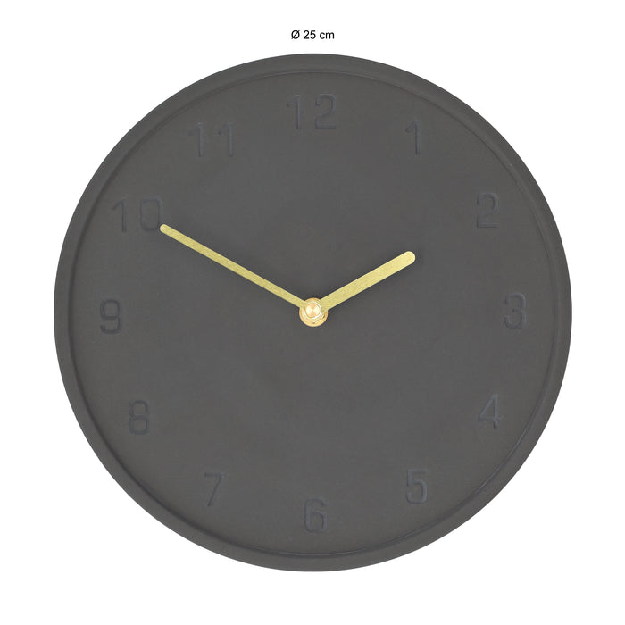 QUVIO Wandklok - 25cm - Beton - Antraciet