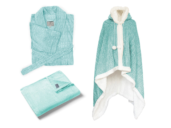 LINNICK Flanel Fleece Deken Croco - mint groen - 140x200cm