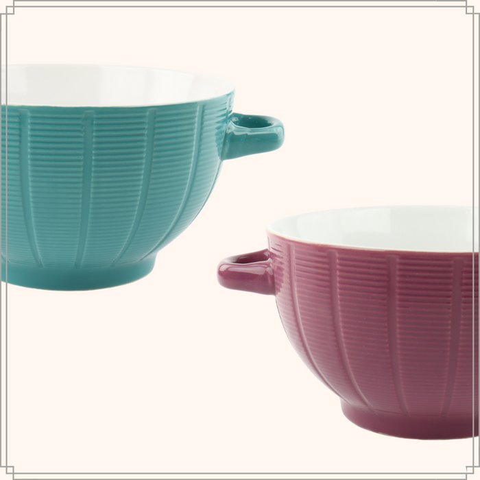 OTIX Soepkommen met oor Set van 6 Aardewerk Soepkommen 680 ml 6 Kle...