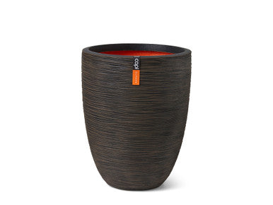 Capi Nature Rib Vaas elegant laag NL donkerbruin 36 x 47 cm