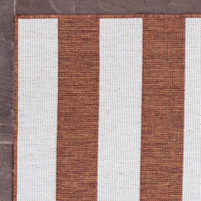 Eva Interior Buitenkleed Stripes roest|wit dubbelzijdig - 160 x 230 cm