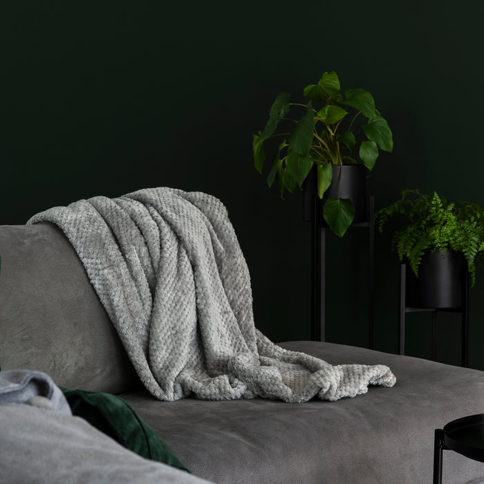 QUVIO Plaid 200 x 230 cm - Fleece - Grijs