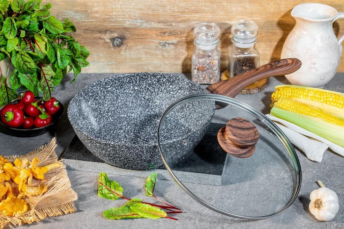 Edenberg Stonetec Line - Wokpan Keramisch - 28 cm - 3-laags