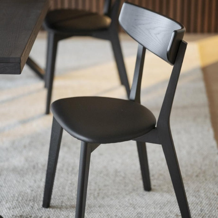 Rowico Ami Stoel - Set Van 2 - Zwart Kunstleer - Zwart Eiken