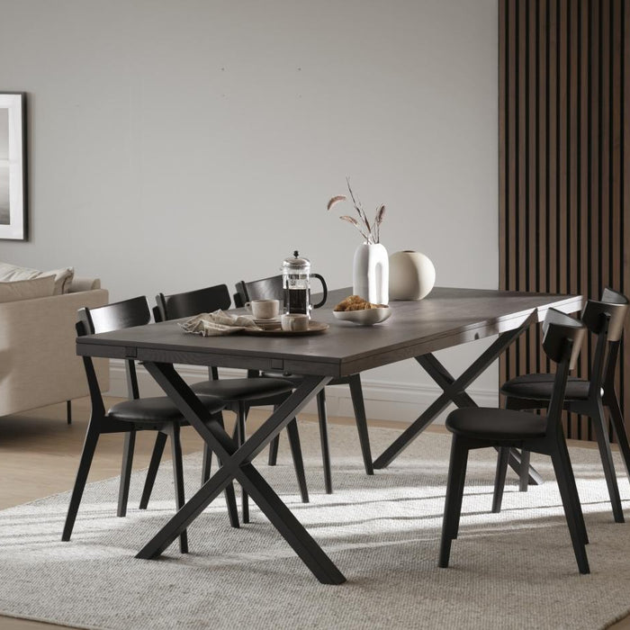 Rowico Ami Stoel - Set Van 2 - Zwart Kunstleer - Zwart Eiken