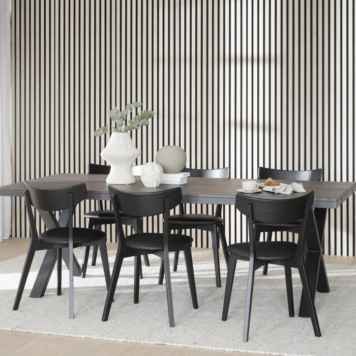 Rowico Ami Stoel - Set Van 2 - Zwart Kunstleer - Zwart Eiken