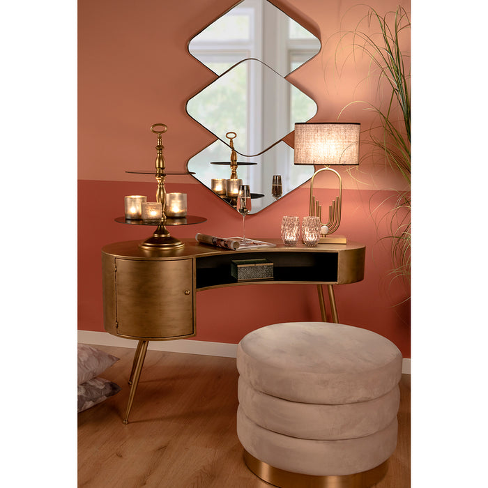 Clayre & Eef Etagère 2 laags 49 cm Goudkleurig Ijzer Glas Fruitschaal