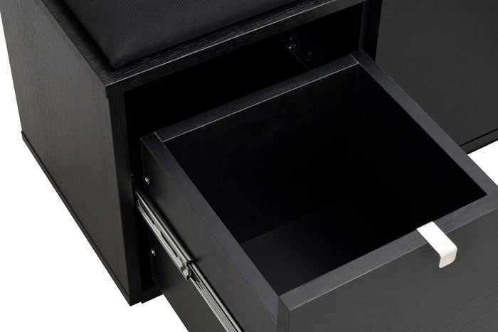 Rowico Home Confetti houten bank zwart met zwart zitkussen - 106 x 45