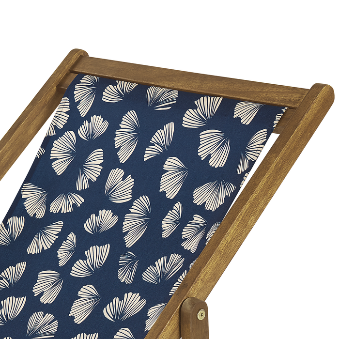 Beliani-ANZIO -Strandstoel set van 2-Donkerblauw|Bloemen-Polyester