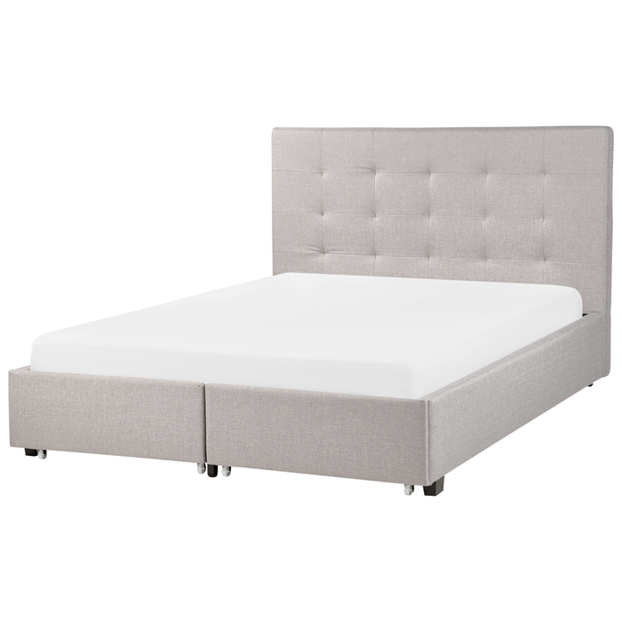 Beliani-ROCHELLE -Bed opbergruimte-Lichtgrijs-140 x 200 cm-Polyester