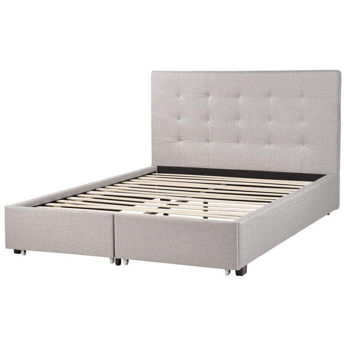 Beliani-ROCHELLE -Bed opbergruimte-Lichtgrijs-140 x 200 cm-Polyester