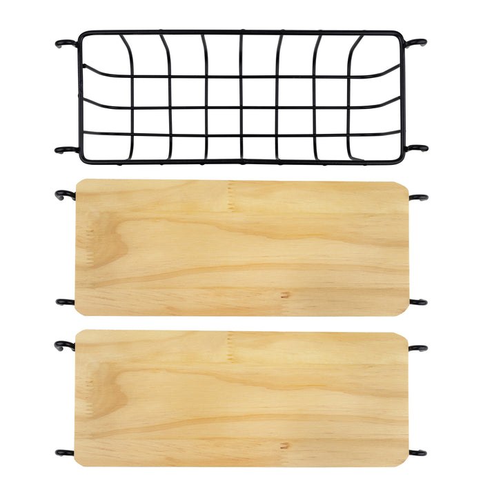 QUVIO Keukenrek wand staal en hout - Zwart en bruin