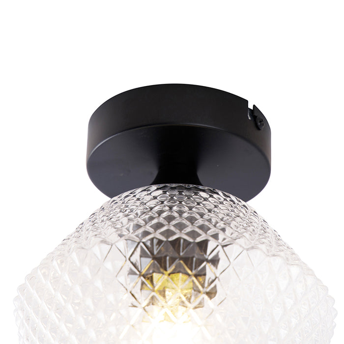 QAZQA Art Deco plafondlamp zwart - Karce