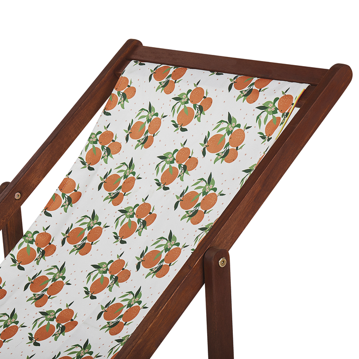 Beliani-ANZIO -Strandstoel set van 2-Donkehout|Sinaasappels-Polyester