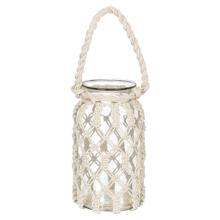 Beliani - JALEBI S - Lantaarn - Gebroken wit - Glas