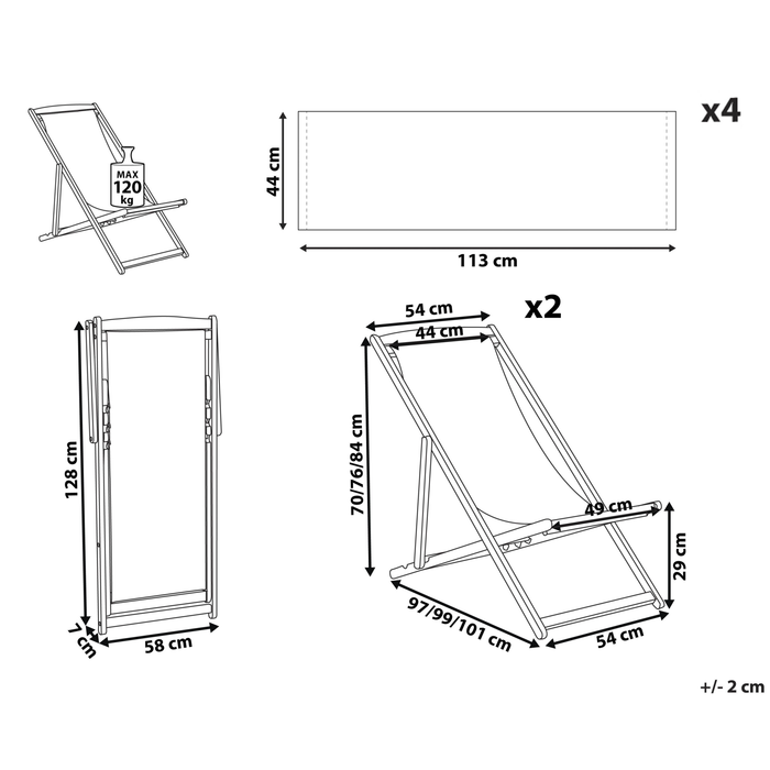 Beliani-ANZIO -Strandstoel set van 2-Lichthout|Groen|Palm-Polyester