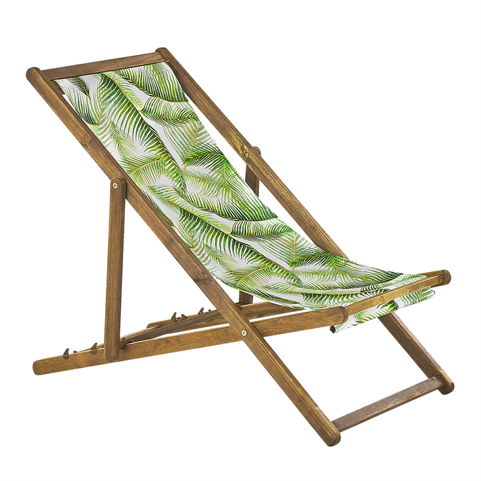Beliani-ANZIO -Strandstoel set van 2-Lichthout|Groen|Palm-Polyester