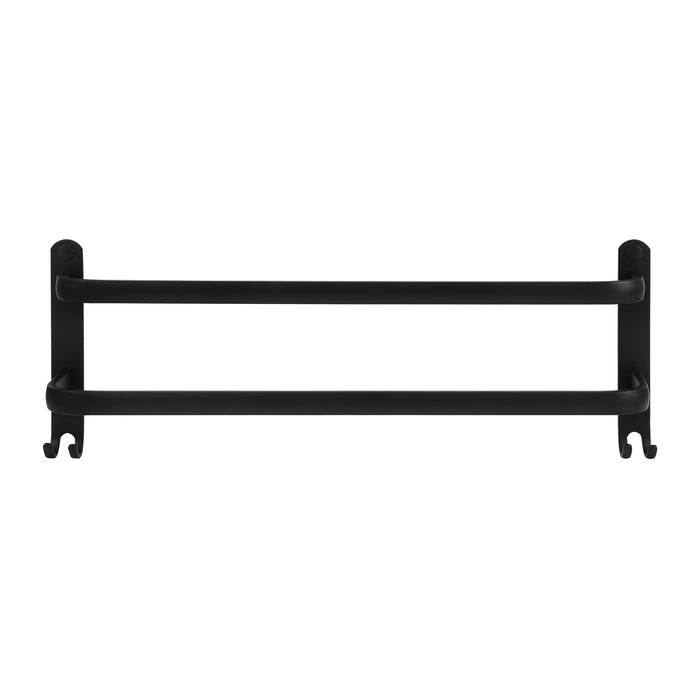 QUVIO Handdoekenrek wand met 2 stangen + 4 haakjes - 48 cm - Zwart