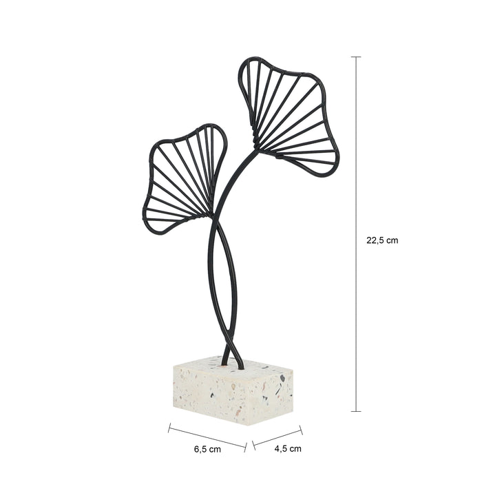 QUVIO Ginkgo blad op standaard - Woondecoratie - Zwart