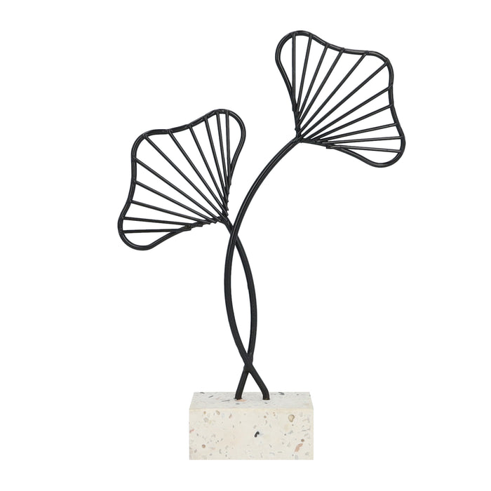 QUVIO Ginkgo blad op standaard - Woondecoratie - Zwart