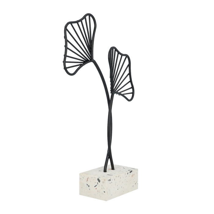 QUVIO Ginkgo blad op standaard - Woondecoratie - Zwart