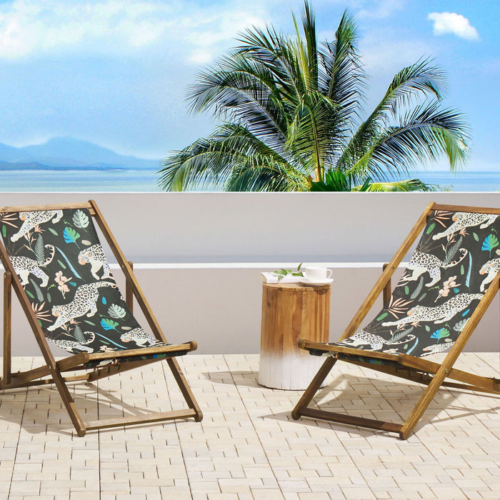 Beliani-ANZIO -Strandstoel set van 2-Lichthout|Dieren-Polyester