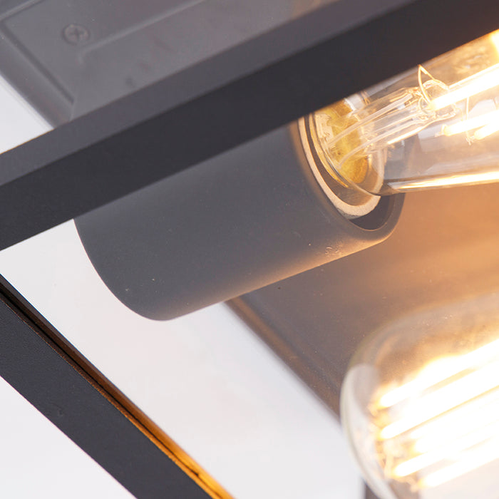 QAZQA Smart plafondlamp zwart IP44 2-lichts incl. Wifi ST64 -