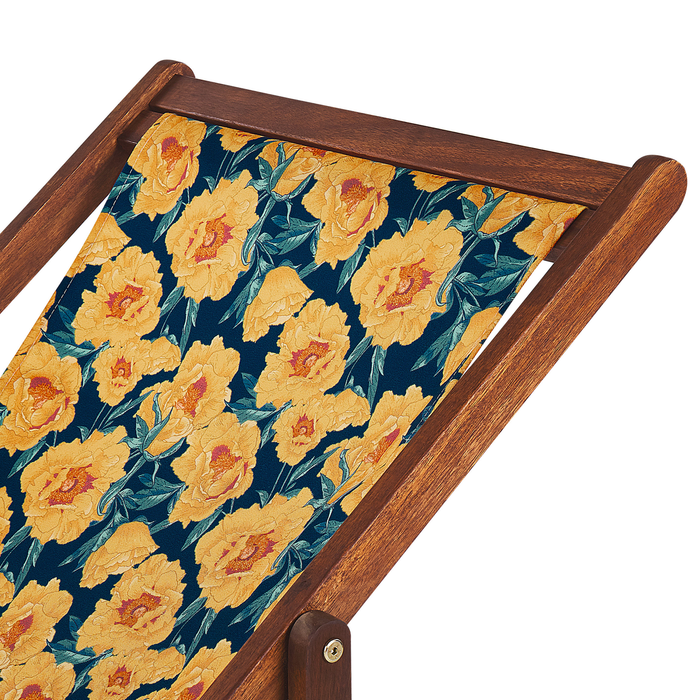 Beliani-ANZIO -Strandstoel set van 2-Donkerhout|Bloemen|Geel-Polyester