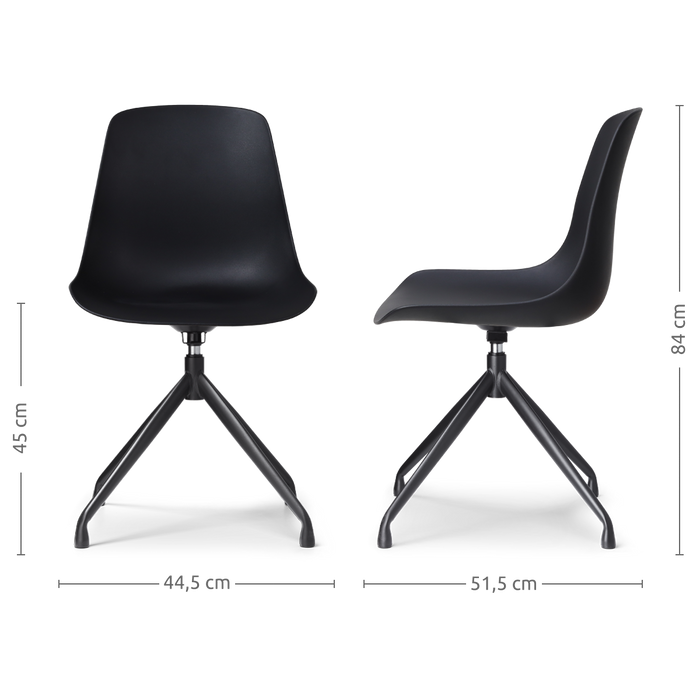 Nolon Nola-Pip Eetkamerstoel Zwart - Draaibaar - Zwart Onderstel