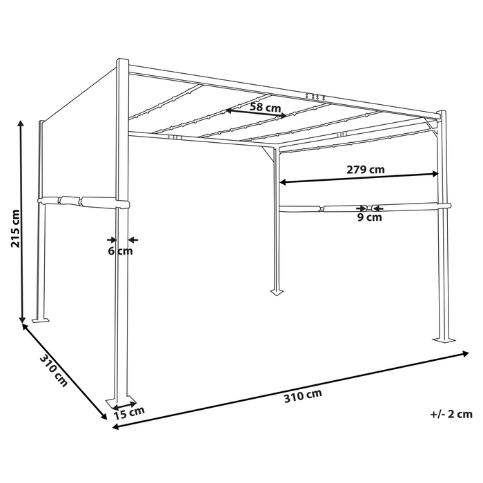 Beliani - PARGA - Tuinpaviljoen - Zwart|Grijs - Polyester