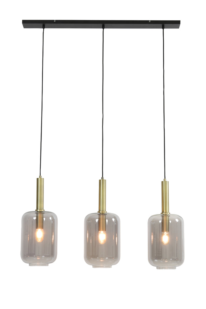 Light&living Hanglamp 3L 100x22x32 cm LEKAR antiek brons+smoke glas