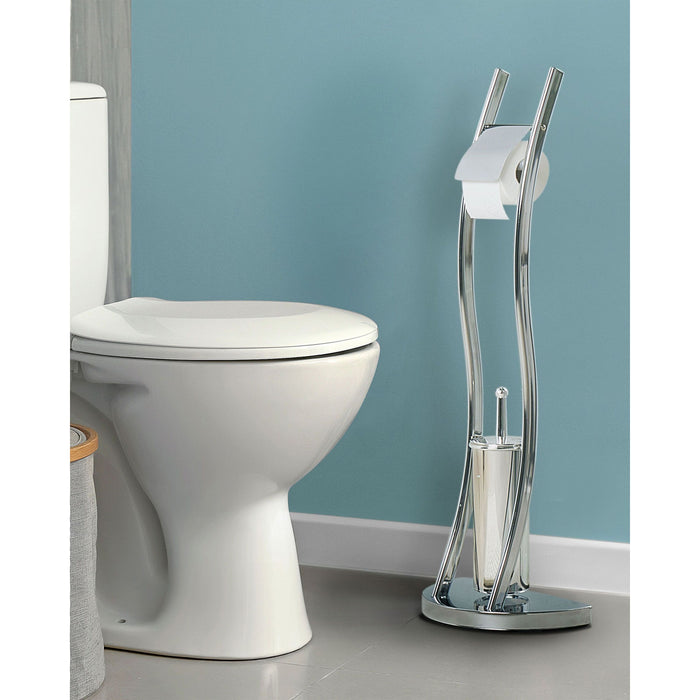 Beliani - SOACHA - Toiletrol en borstelhouder - Zilver - Staal