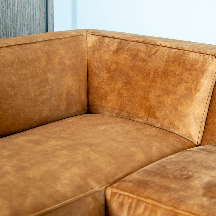 Bronx71 Velvet hoekbank Memphis okergeel links