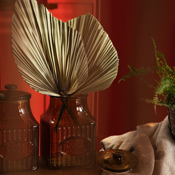 Clayre & Eef Voorraadpot Ø 15x29 cm Bruin Glas Vierkant Voorraadbus