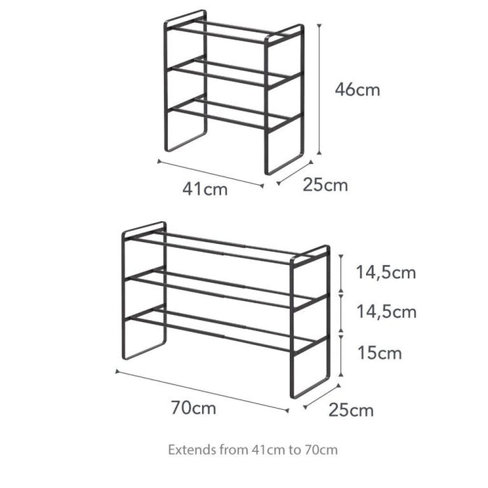 Yamazaki Schoenenrek Uitschuifbaar - Frame - 3 niveaus - Zwart