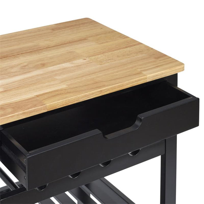 Keukentrolley met 1 lade op wielen - Zwart - 40x61x85 cm