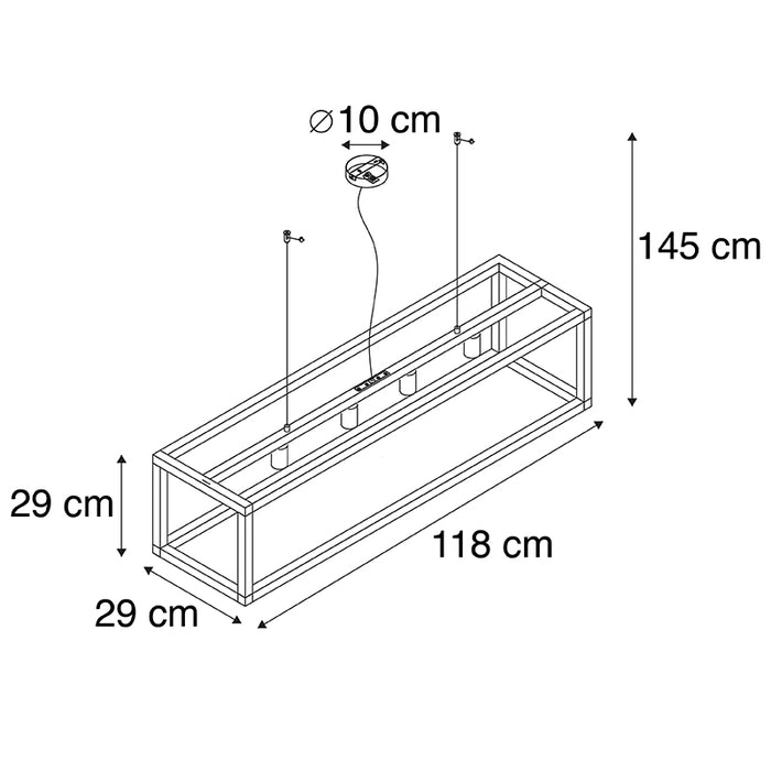 QAZQA Smart hanglamp zwart 4-lichts incl. Wifi G95 - Big Cage