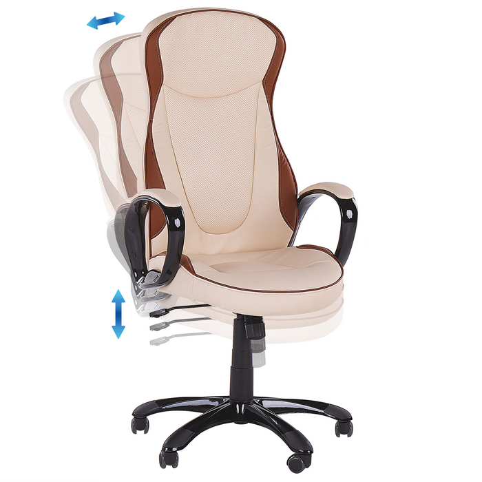 Beliani - FELICITY - Bureaustoel - Beige - Kunstleer