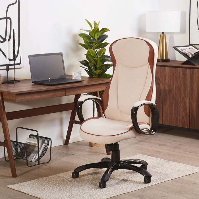 Beliani - FELICITY - Bureaustoel - Beige - Kunstleer