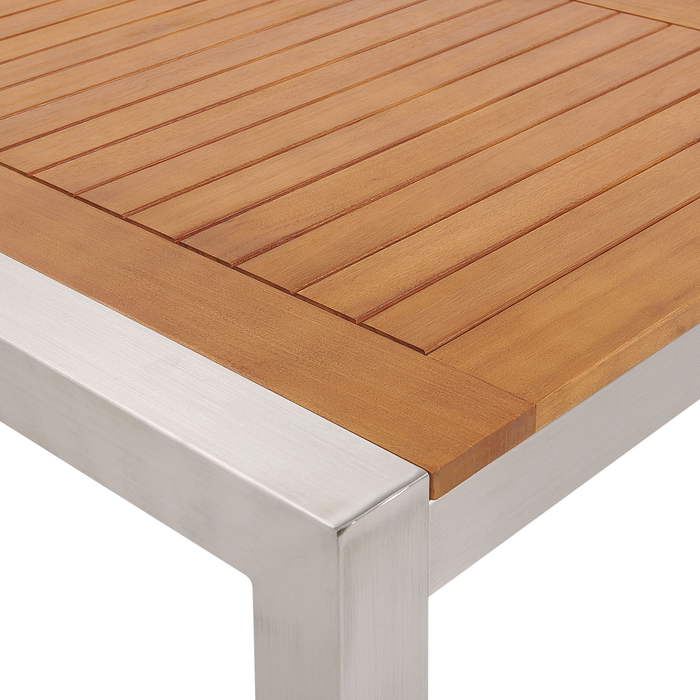 Beliani-GROSSETO -Tuintafel-Lichte houtkleur-100 x 220 cm-RVS