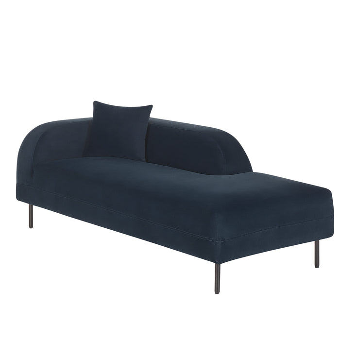 Beliani-LE CRAU-Chaise longue-Donkerblauw-Linkerzijde-Fluweel