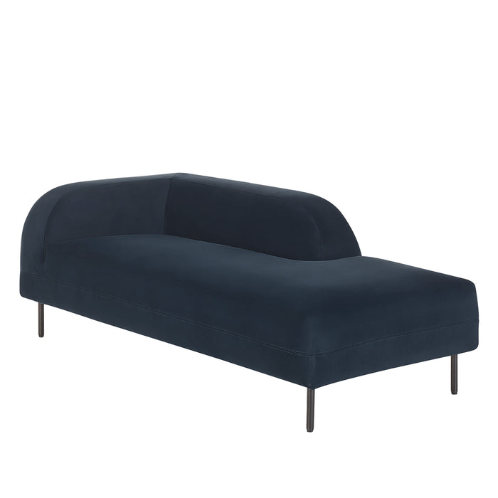 Beliani-LE CRAU-Chaise longue-Donkerblauw-Linkerzijde-Fluweel