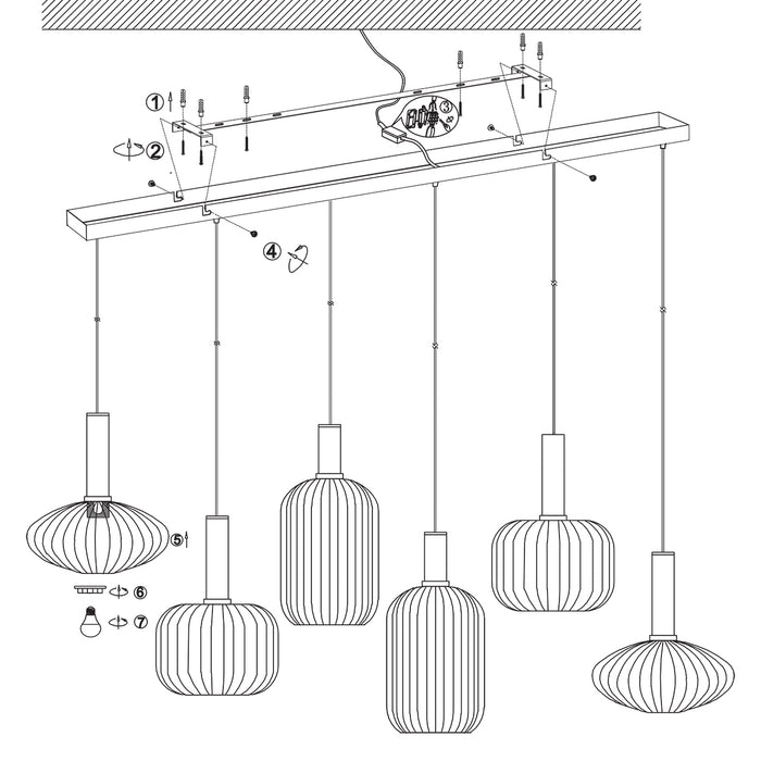 Steinhauer Danske hanglamp zeslichts rook glas zwart