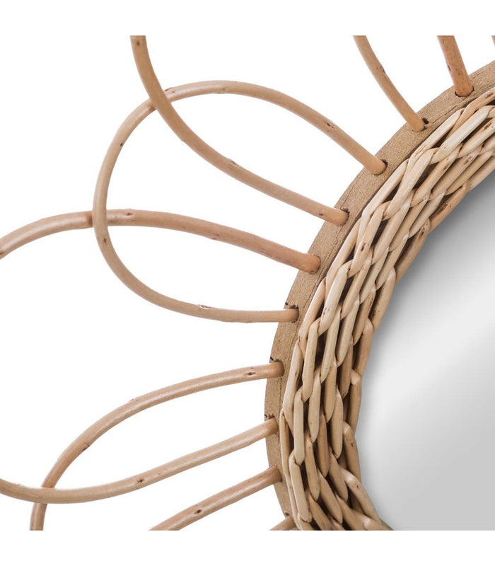 ATMOSPHERA Rotan bloemenspiegel - Ø 38 cm - Beige