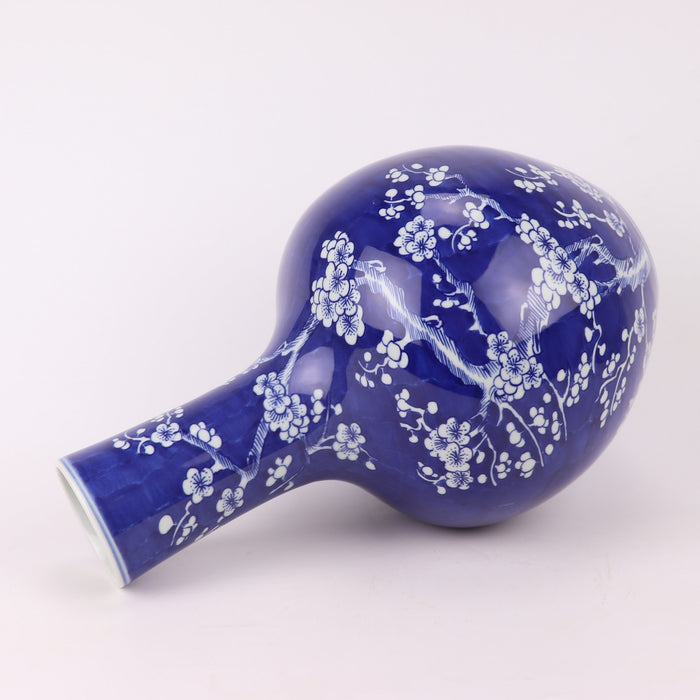 Fine Asianliving Chinese Vaas Porselein Blauw Handgeschilderd Bloesems