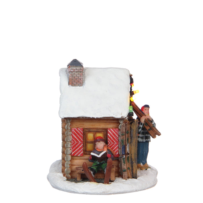 LuVille Kerstdorp Miniatuur Ski Verhuur - L12,5 x B10,5 x H11 cm