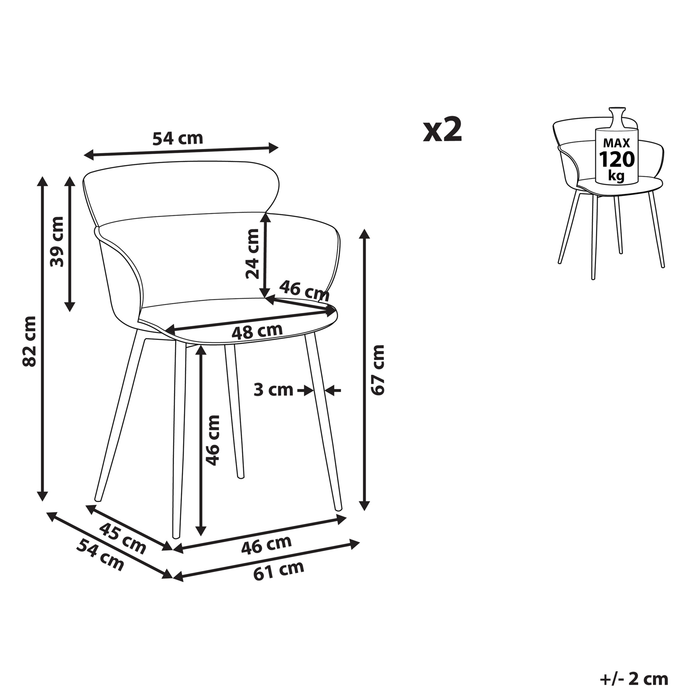 Beliani - SUMKLEY - Eetkamerstoel - Wit - Synthetisch materiaal