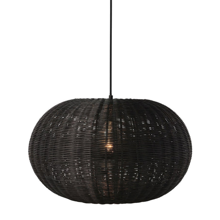Villa Collection Werna rattan hanglamp zwart - 50 x 30 cm