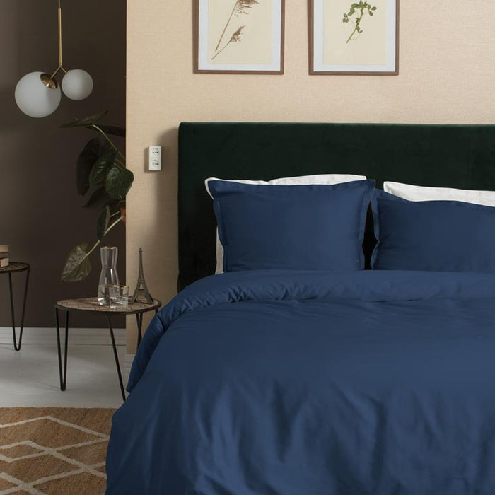 Cinderella Uni Katoensatijn Dekbedovertrek 260 x 200|220 cm - Marine