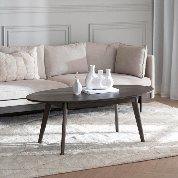 Rowico Yumi Ovale Salontafel - L130 X B65 X H48 Cm - Donkerbruin